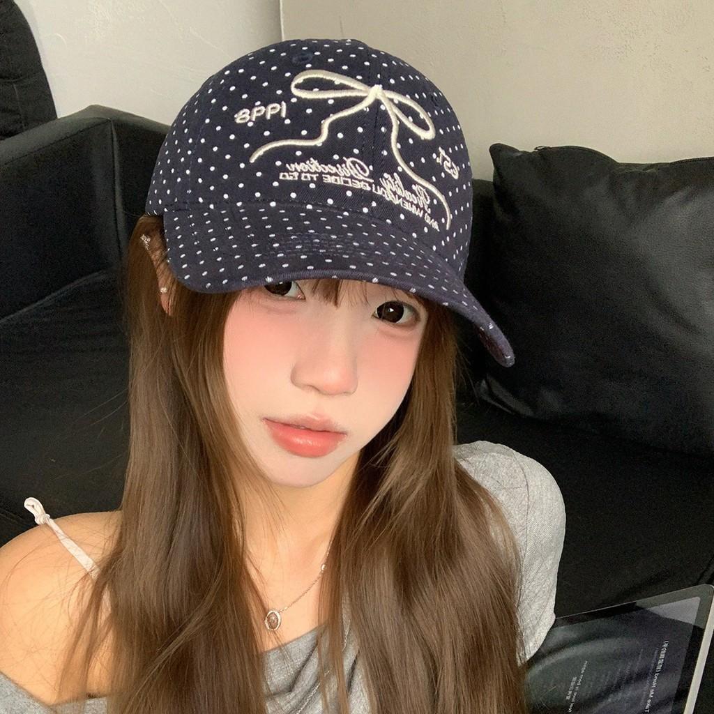 Spring Summer Cotton Baseball Cap With Embroidered Butterfly Knot Design For Women