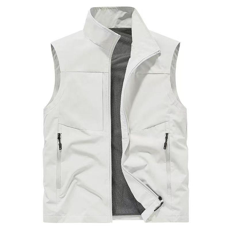 

Men s Outdoor Utility Vest Breathable Mesh Lined Sleeveless Jacket Zip Up Stand Collar Waistcoat For Hiking Fishing Daily Wear XXXL