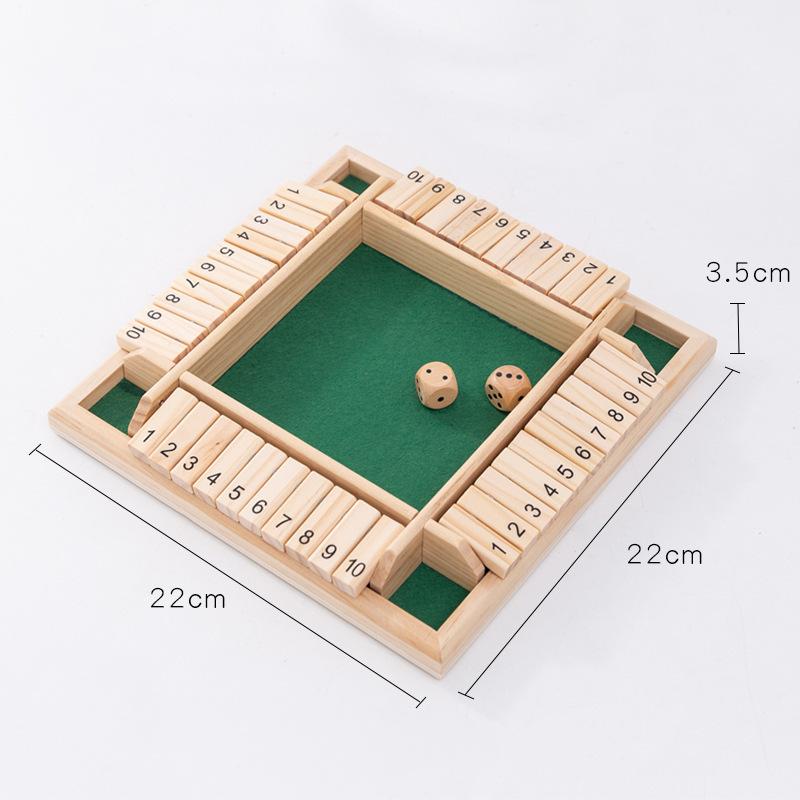 Wooden four-sided digital flop game, adult children's decompression toys KTV bar party to add fun drinking order