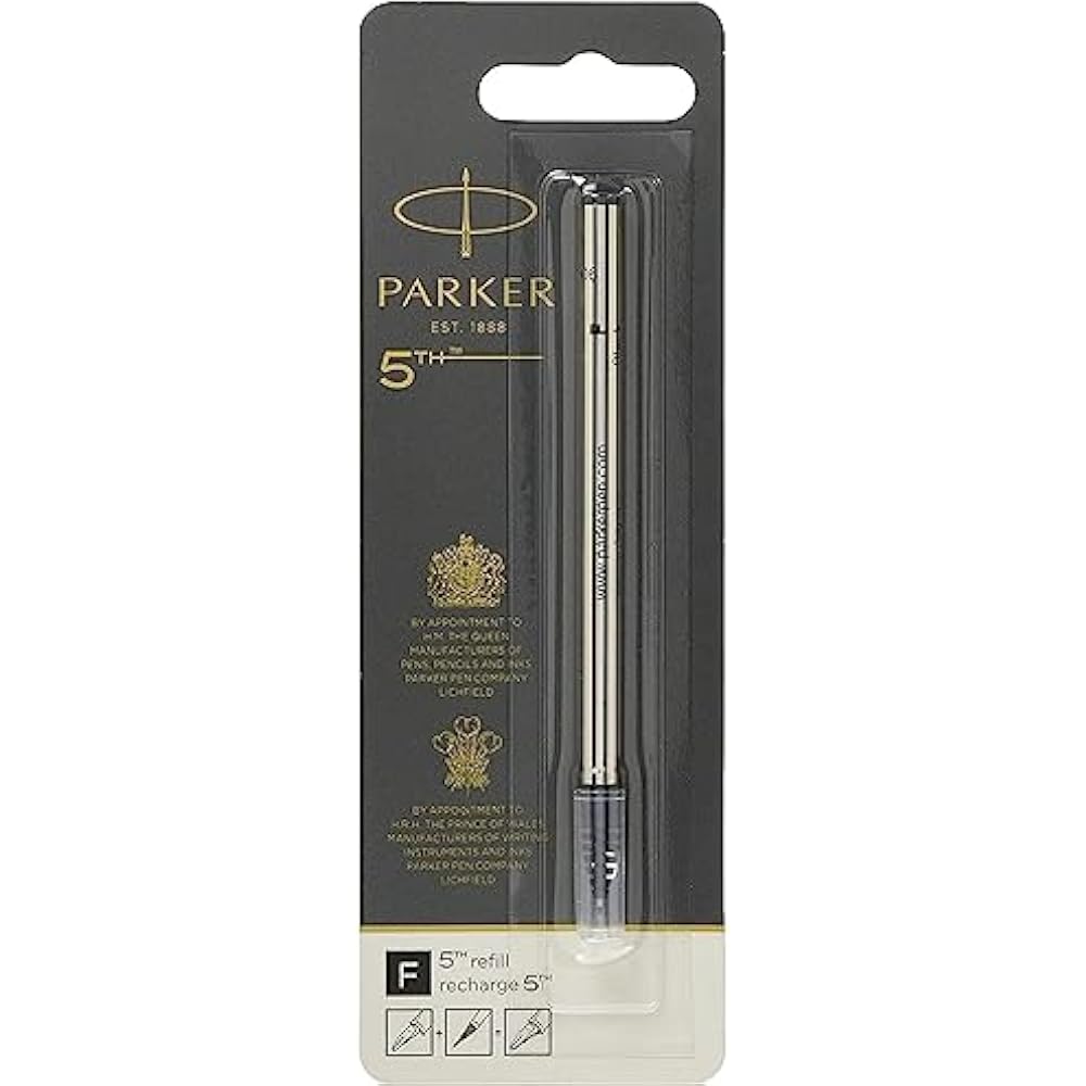 PARKER Parker 5th Ballpoint Pen Refill, Black, 1 Pack, Black, F Fine, Water-based Ballpoint Pen R...