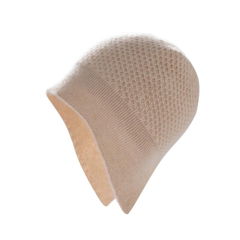 Autumn and Winter New% Pure Cashmere Solid Color Knitted Hat Fashion Casual Warm Ear Protection Wool Hat Hat
