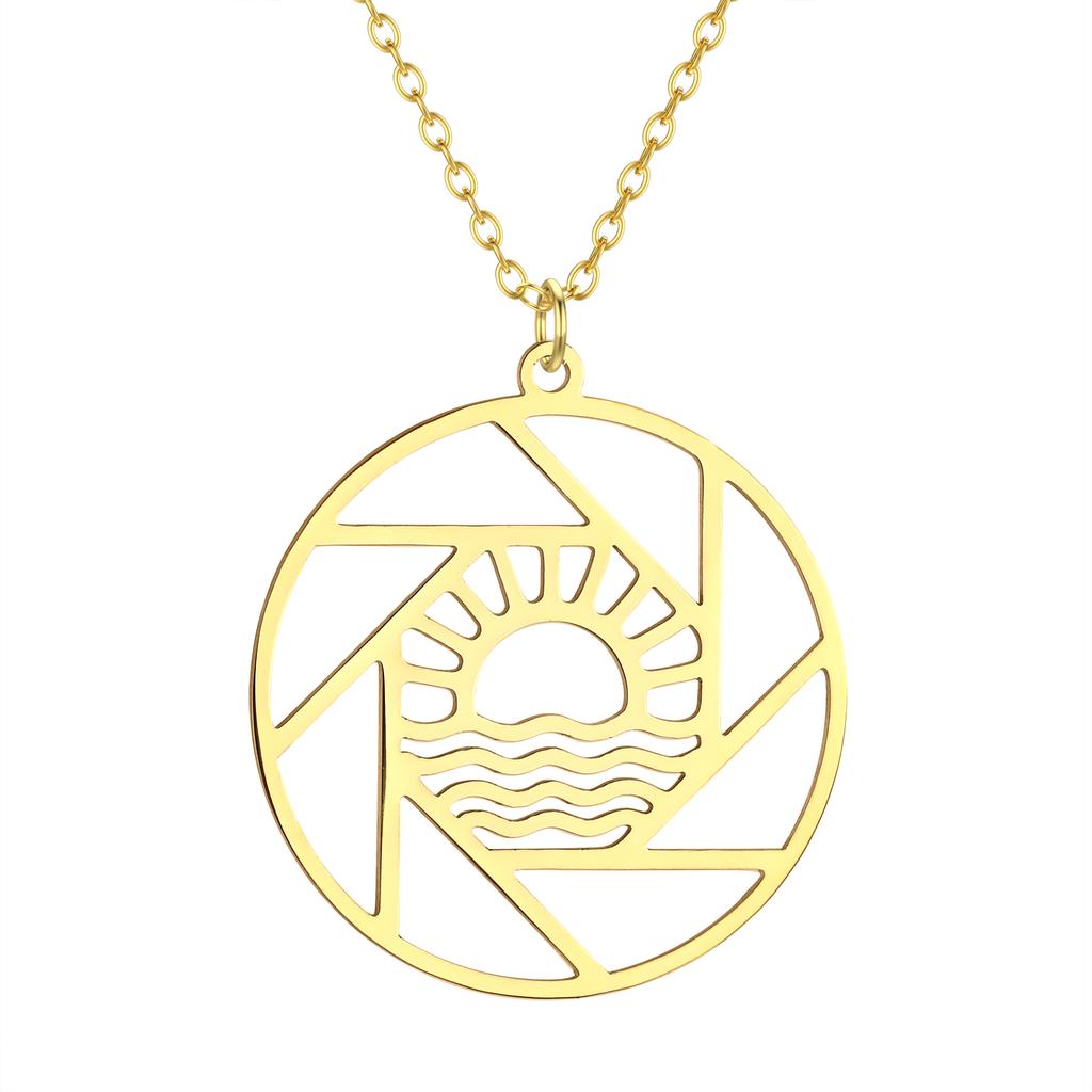Kinitial Raindrop Cloud Whale Ghost Hand Flower Horse Meditation Moon Stainless Steel Pendant Necklace For Women Jewelry Gift