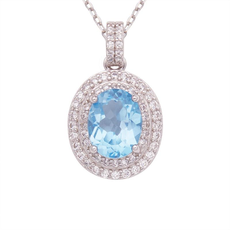 S925 Sterling Silver Colored Treasure Necklace Women'S Natural Topaz Citrine Amethyst Garnet Peridot Pendant