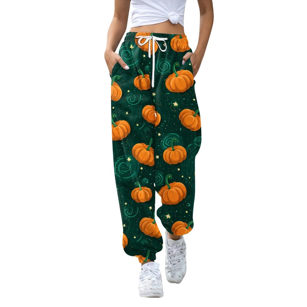 Women's Sports Pants With Pockets Fashion Print Elastic Waist Pants Casual Sweatpants Pants
