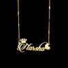 Atoztide Personalized Custom Name Necklace for Women Stainless Steel Crown Heart Nameplate Figaro Chain Birthday Jewelry Gift