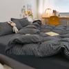 Japanese simple style plaid skin-friendly abrasive four-piece set, bedroom bedding washable sheets, quilt cover kit