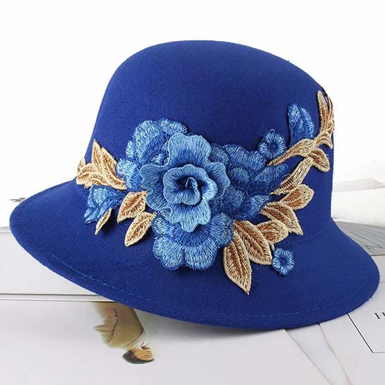 

WTEMPO модные шляпы-котелки с большим цветком, трехмерная вышивка, шляпы-котелки в этническом стиле, повседневные однотонные танцевальные шляпы One Size