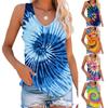 Fashion Women Tie- Printed Sleeveless Tops Casual Round Neck Pullover Vest