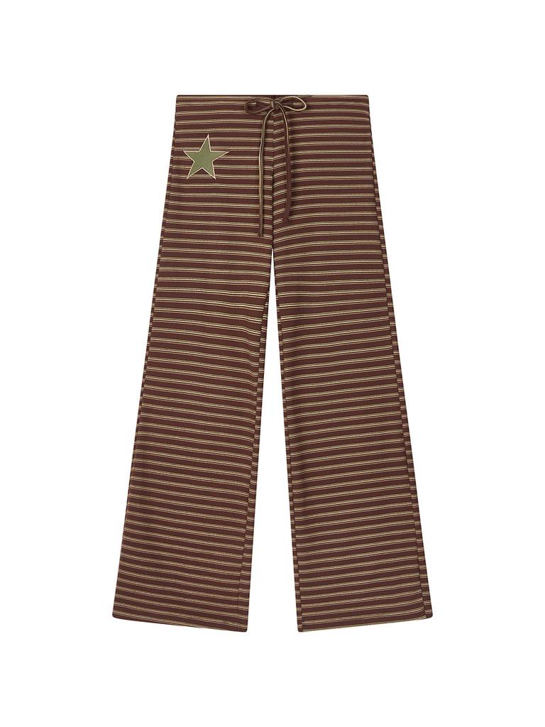 ASIF CALIE Stripe Star Wide Pants Brown