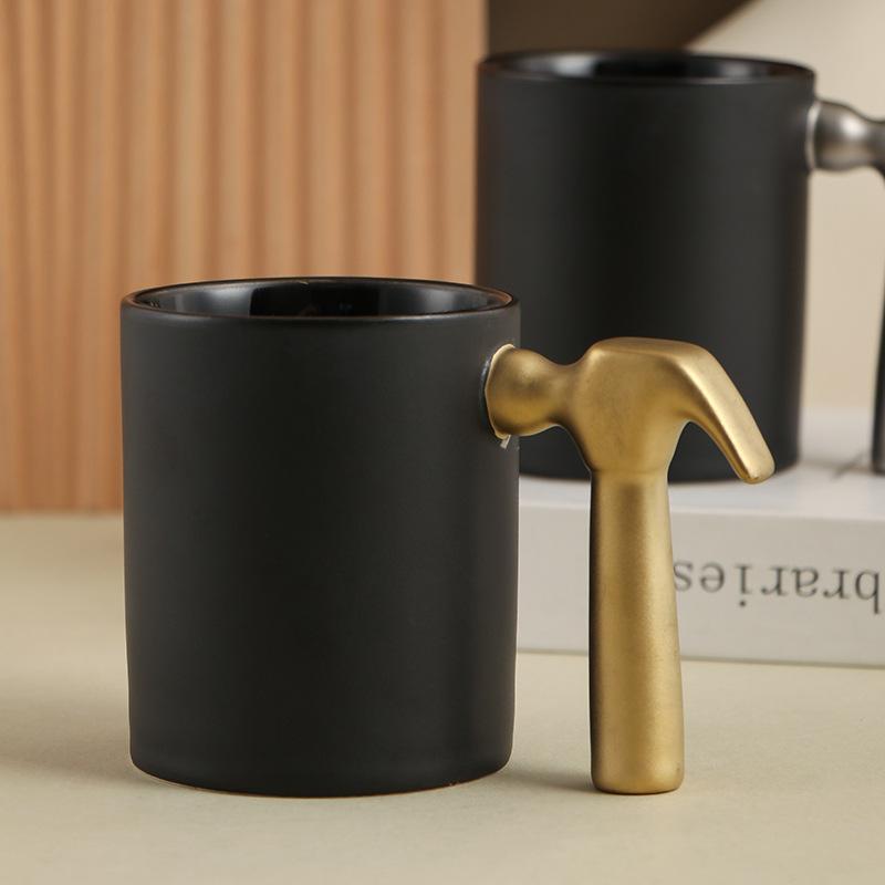 320ml European Style Gold Ceramic Hammer Cup Afternoon Camellia Flower Tea Coffee Mug Household Hammer Decoration Water Cup Gift