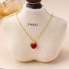 French simple temperament double-sided love drop glaze faceted pendant necklace double-sided can wear light luxury versatile collarbone chain women