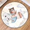 Pilot Teddy Bear Scissors Round Carpet for Living Room Coffee Tables Bedroom Large Area Rug Home Decoration Anti-slip Floor Mat