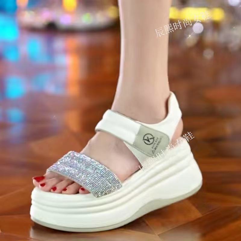 Thick-soled Inner Height-increasing Sandals Women's 2025 New Versatile and Thin Small 8cm Muffin Bottom Fashionable, Versatile and Comfortable