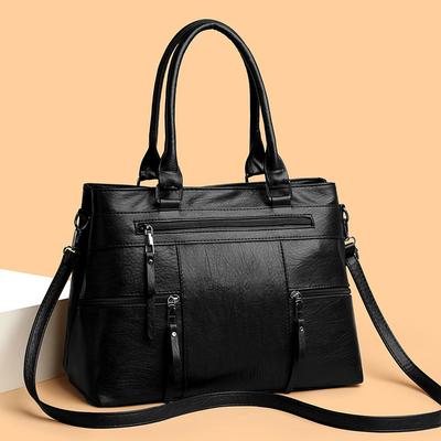 Large Capacity Textured Handbag, New Soft Leather Commuting Shoulder Bag, Crossbody Bag, High-end Tote Bag