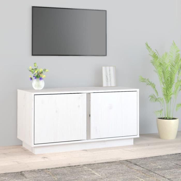 814470 vidaXL Meuble TV Blanc 80x35x40,5 cm Bois de pin massif