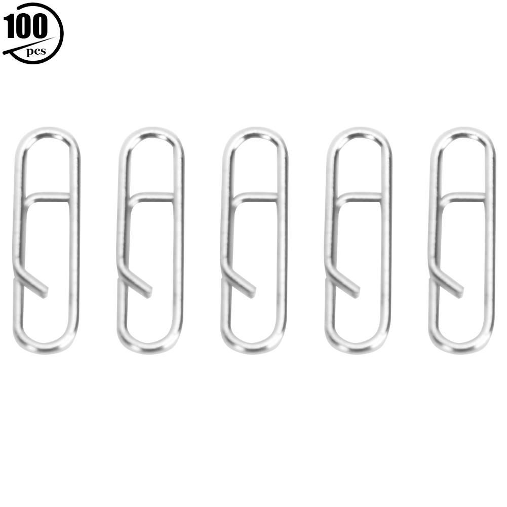 100 pcs Stainless Steel Oval Pin Powerful Fast Link Clip Fishing Tackle Interlock AccessoriesS