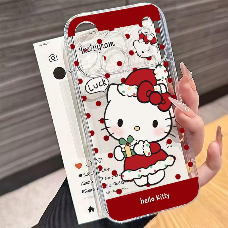 Hello Kitty Chain Transparent Case For Xiaomi Redmi Note 15 Pro 15C 5G 14C Note 14 13 12 Pro Plus 13C 12C A5 5G 4G INS Casing