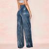 Shiny Wide Leg Trousers Women Daily Wear High Waist Loose Straight Pants Solid Color Comfortable Temperament Fashion Spring Autumn