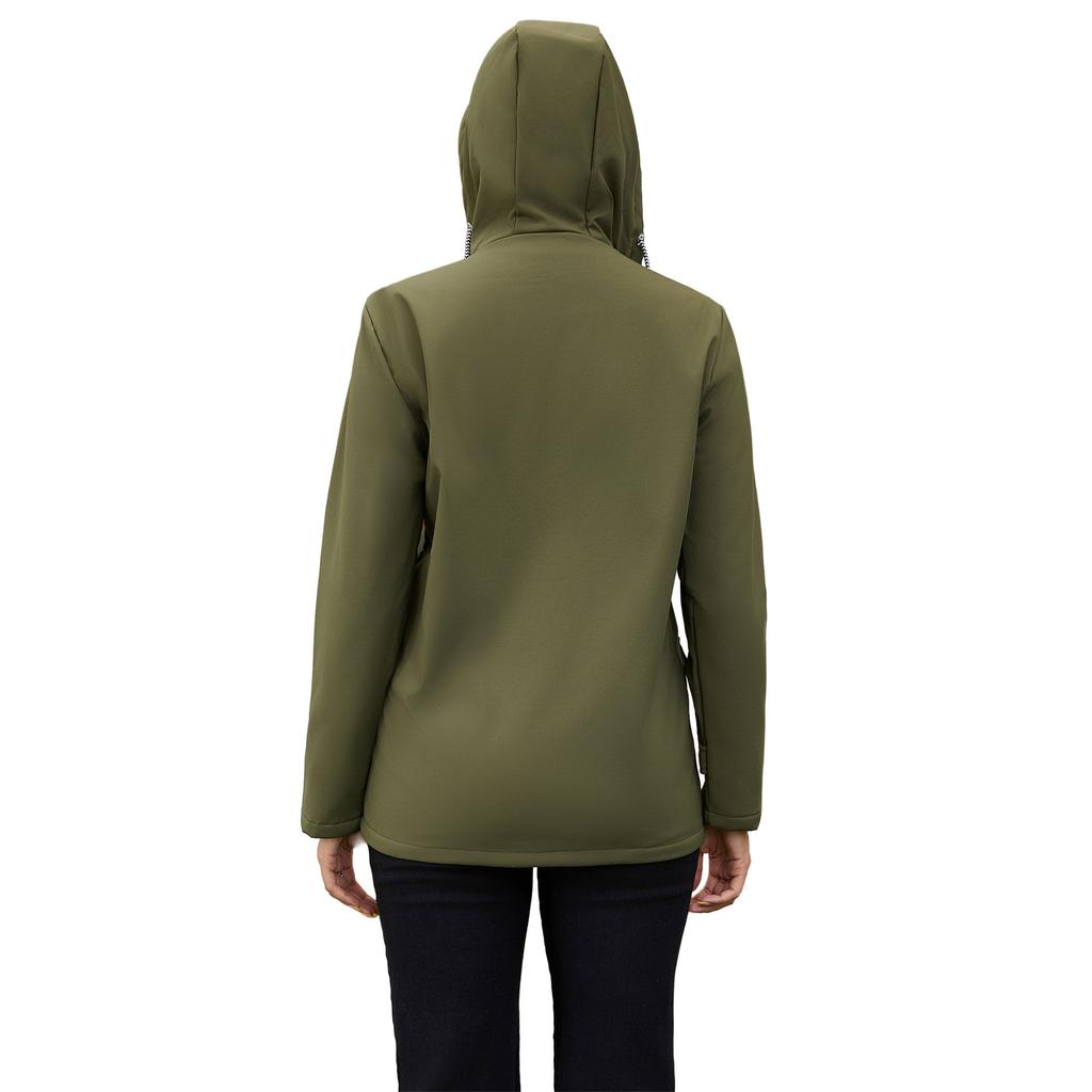 Model Lady Spring and Autumn Hooded Trench Coat Composite Fleece Waterproof Coat, Long-sleeved Zipper Cardigan Jackets