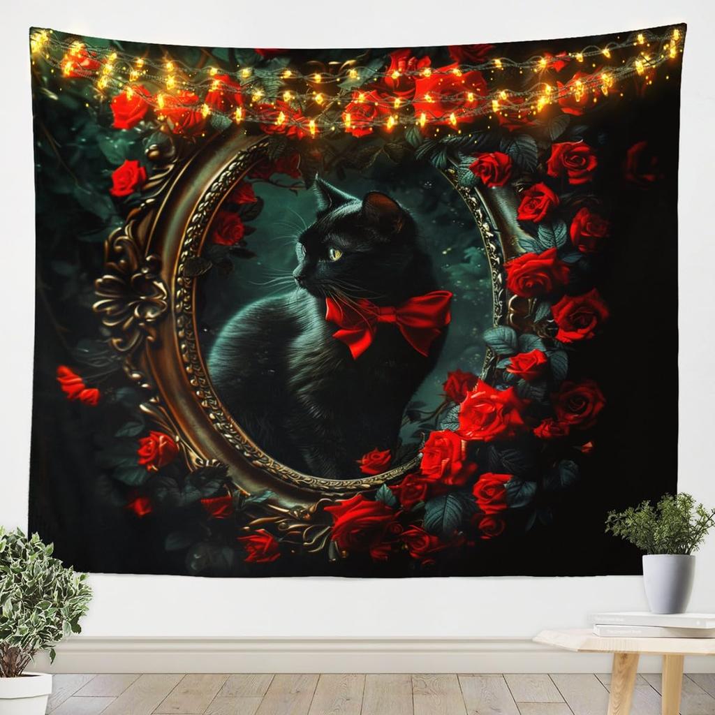 Vintage Japanese Tapestry, Red Sun and Water Reflection Print Wall Hanging with Cherry Blossom for Dorm and Living Room Decor