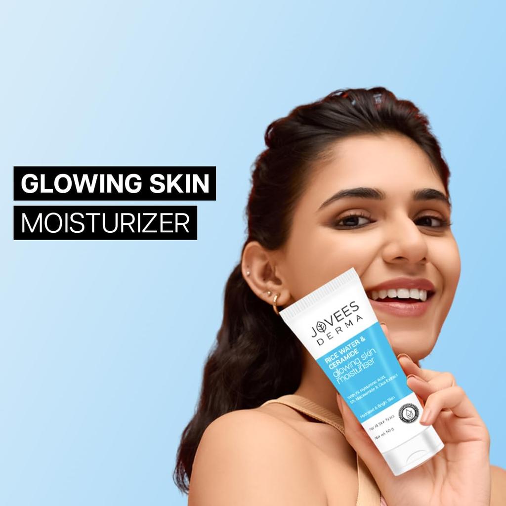 Jovees Derma Ceramides Moisturizer 50g | Intense Hydration Face Cream With Hyaluronic & Rice Water | Barrier Repair For Dry Sensitive Skin