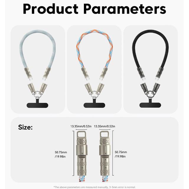 Essager 2 In 1 Type-C C To Type-C Fast Charging Cable Data Cord with Neck Straps Lanyard 60W PD Cable For iPhone Samsung Huawei