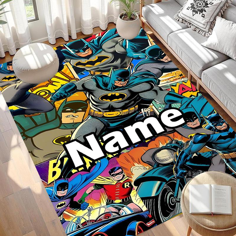 Custom Name Personalized Batman Print Carpet, Versatile Home Decor Rug, for Playroom, Apartment, Balcony, Entryway, Hallway Gift