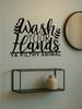 Black Rustic Metal "Wash Your Hands" Sign, Waterproof Farmhouse Bathroom Wall Art