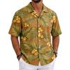 Herren Sommer Hawaiianhemd Kurzarm Kubanischer Kragen Knöpfe Casual Leichtes Atmungsaktives Gewebe Strandurlaub Hemd