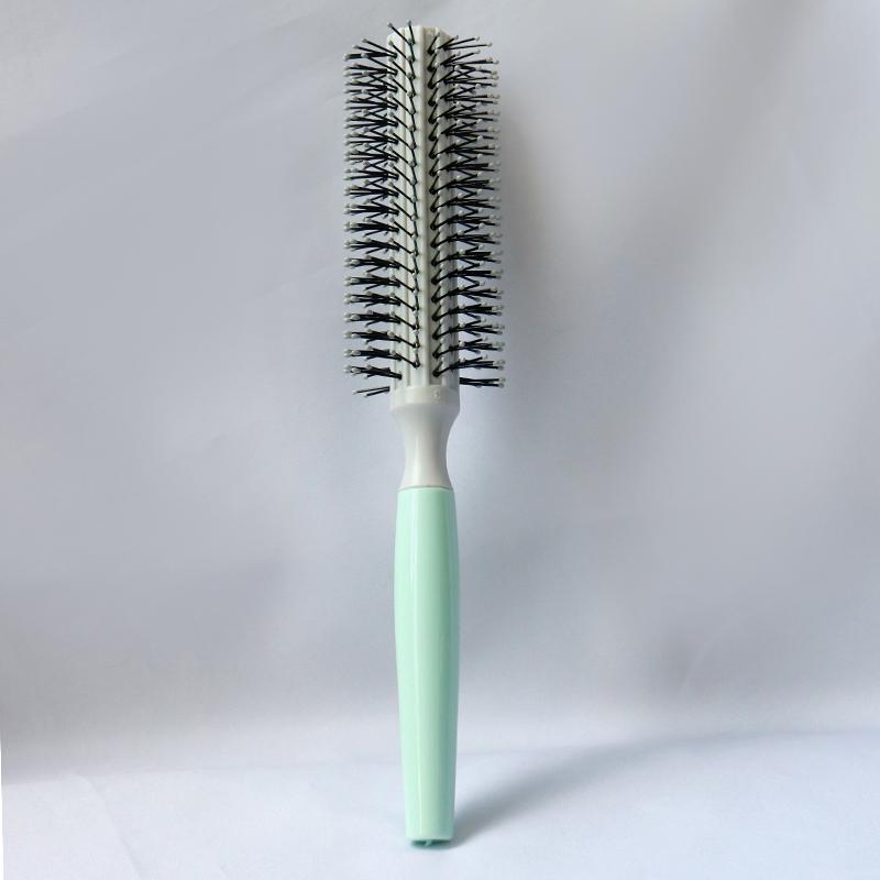 Super Hair Brush Plastic Barrel with Nylon Bristles with Anti Slip Handle Small Volumizing Hair Brush Comb