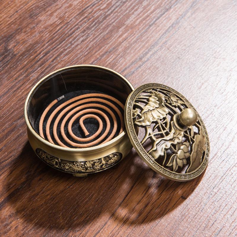 Estufa de Aromaterapia Antigua de Cobre Puro de Tres Patas para Bricolaje para Hogar Interior, Quemador de Incienso de Alambre para Incienso, Decoración para Ceremonia del Té