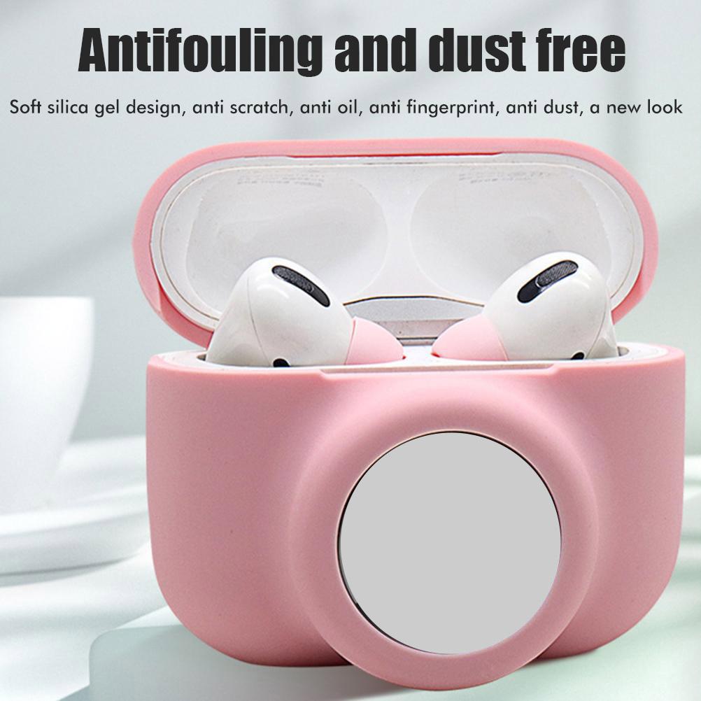 Silicone Cover Fit for IOS Pro Earbuds Anti Drop Shock Absorbing Earbud Case Protective Cover Support for AirTag