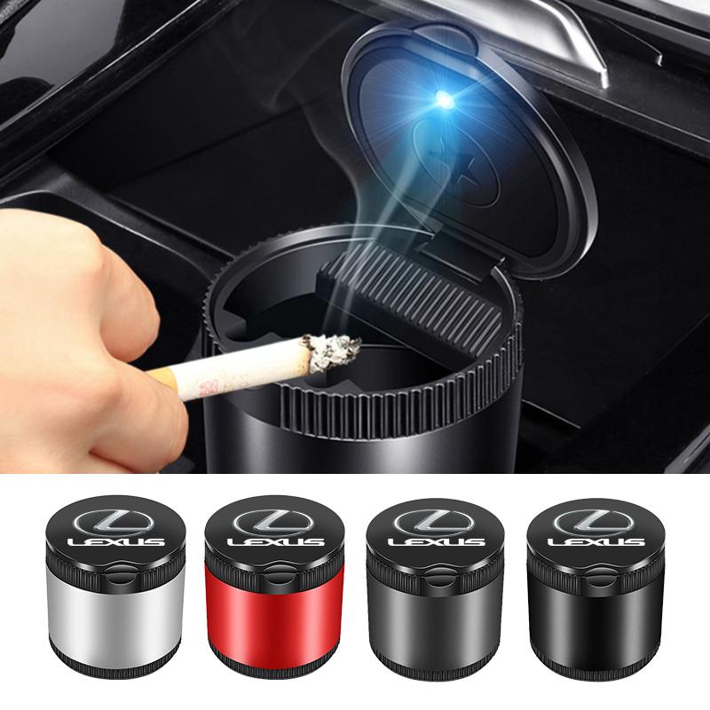 Portable Car Ashtray with Lid Smell Alloy Inner Liner Led Portable Ashtray Cup For Lexus F SPORT GX460 Ct200h IS250 ES 220D