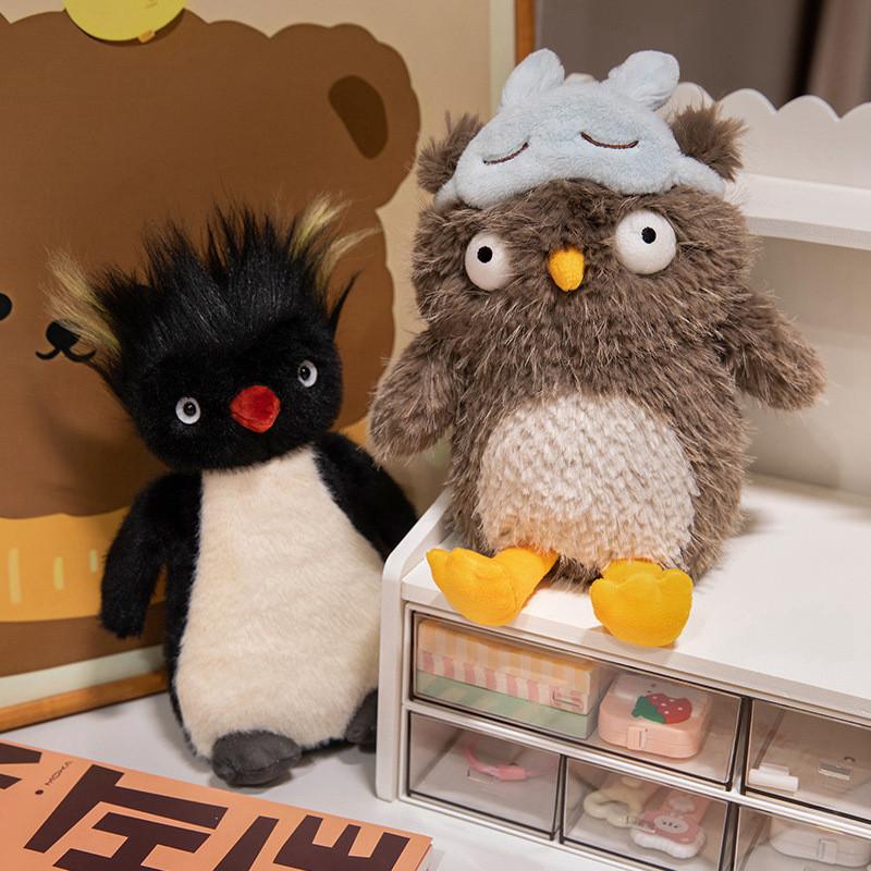 Adorable 25cm Plush Owl With Eye Mask And Fluffy Penguin Soft Toy For Girlfriend Birthday Gift