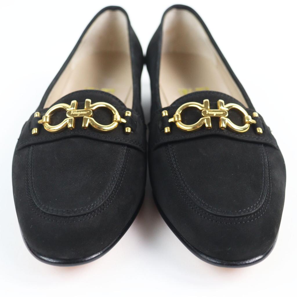 Excellent Salvatore Ferragamo pumps BABS Double Gancini black Nubuck Women 5.5 Used