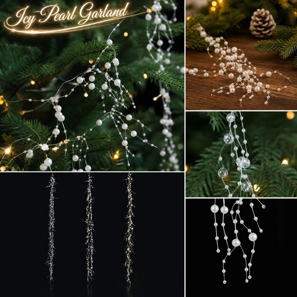 Christmas Beaded Garland with Pendants for Tree and Wreath Holiday Decor
