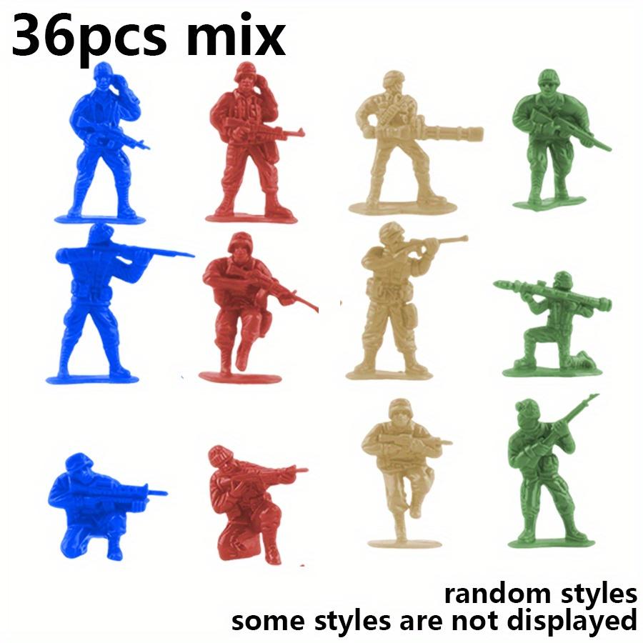 

36pcs Miniature Plastic Soldier Models - 1.96 Inch Multicolor Military Figures for Party Decor, Birthday Gifts, Collectibles JXB