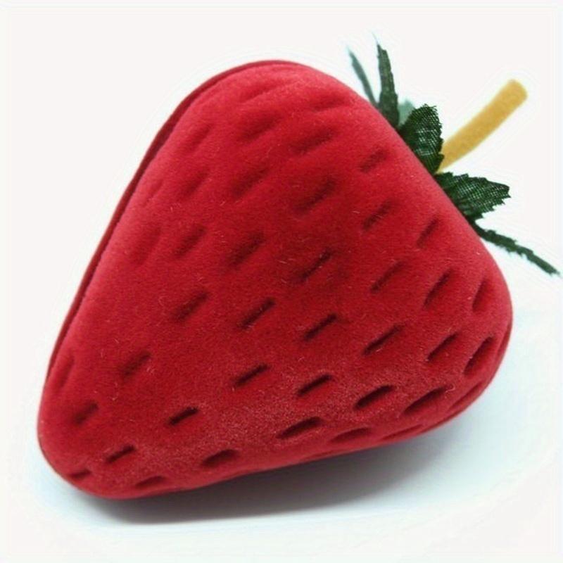 1 Pcs New Strawberry Form Velvet Ring Storage Case Jewelry Box Ring Protector Flocking Gift Box