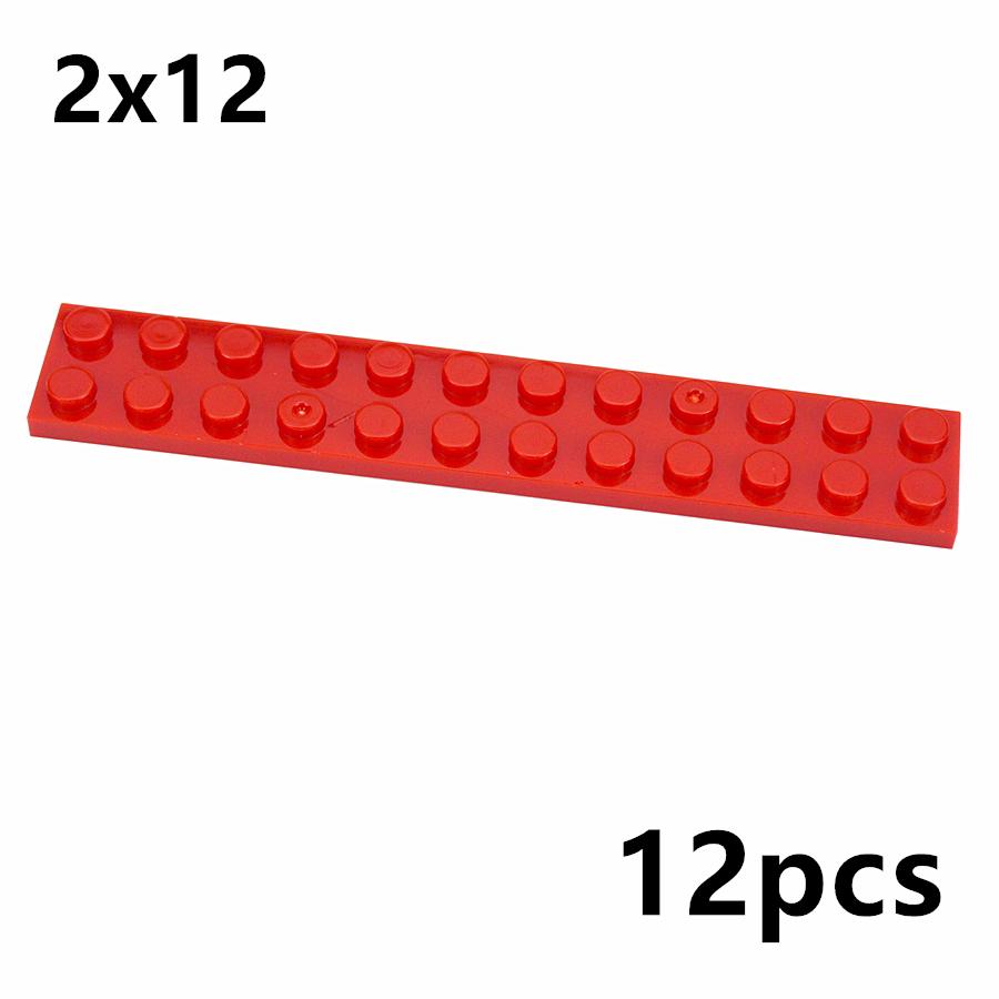 12Pcs Thin Long Plate 2x12 Dots DIY Building Blocks Figures Color Educational Creative Size Bricks Toys Compatible With 2455