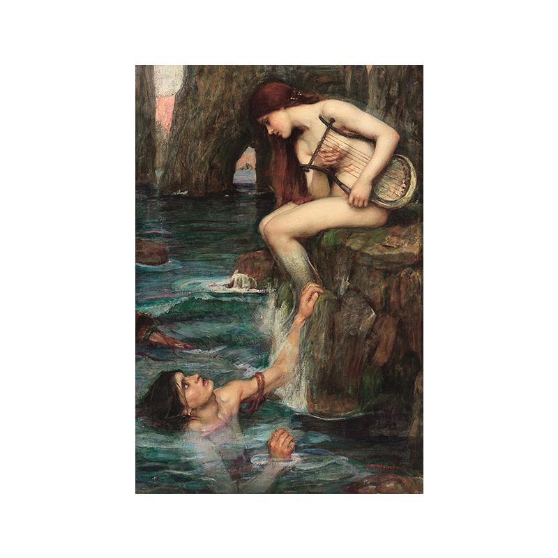

Океан Женщина Русалка Картина Классический Винтаж Искусство Холст Печати Плакаты Цвет Море Картины для Гостиной Домашний Декор Стен Куадрос 30x40cm No Framed