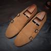 Neue Kuhveloursleder Doppel-Schnallen Monk Schuhe Gelb Atmungsaktiv Herren Freizeitschuhe Handgefertigt Zapatos De Hombre Herrenschuhe