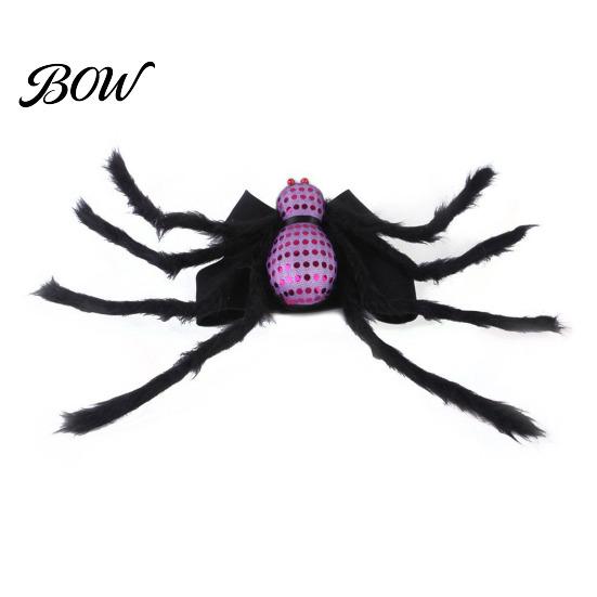 Pet Party Supplies for Dogs Spider Costume, Halloween Cat Outfit with Skull Face, Black Funny Apparel Holiday Cats Cosplay Photo Props Easy