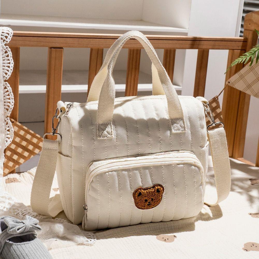 Embroidery Baby Diaper Organizer Korean Style Quilted Embroidered Shoulder Bag Mummy Bag  Outdoor