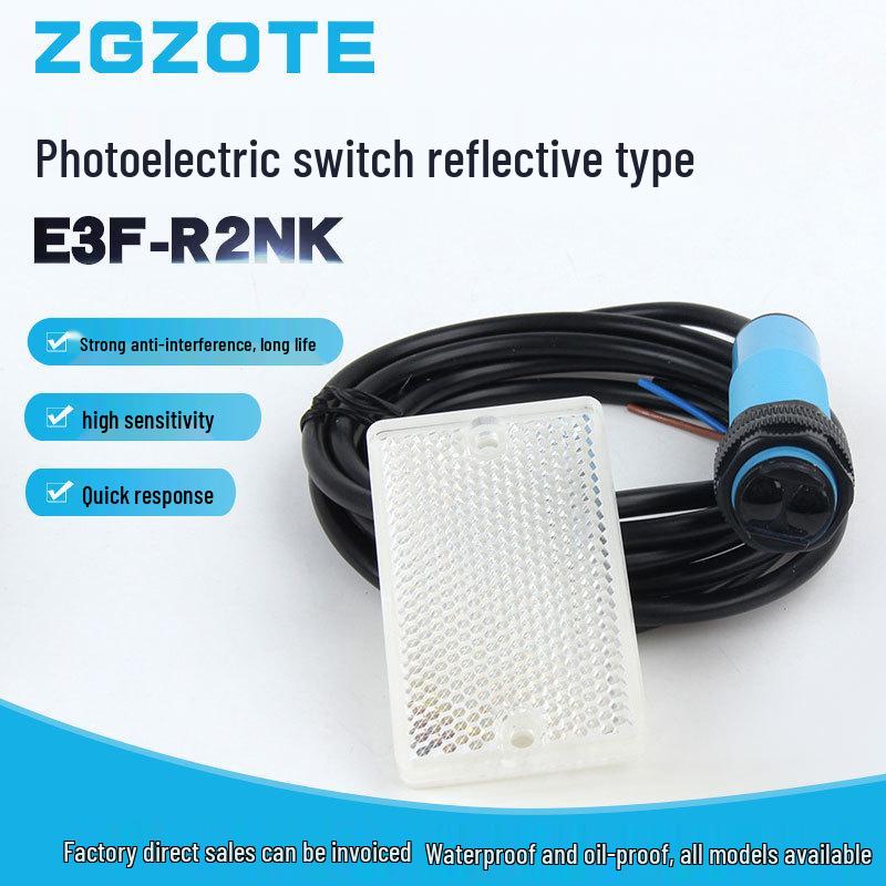 Zongteng E3F-R2NK Reflective Infrared Sensor, NPN, 6-36V, 3-Wire, Normally Open