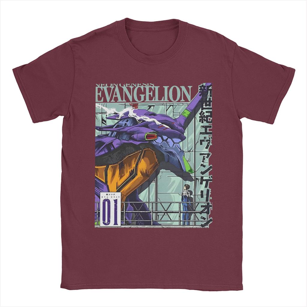 01 EVANGELION Tshirts For Unisex Women 100Cotton Clothes Hip Hop EVA Anime Crewneck Short Sleeve