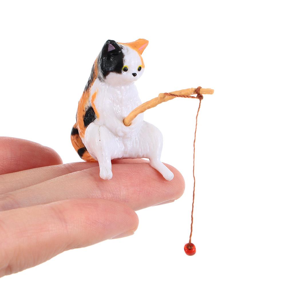Fishing Aquarium Cat Fishing Fish Tank Decoration Fishing Kittens Aquascape Decorative Ornaments