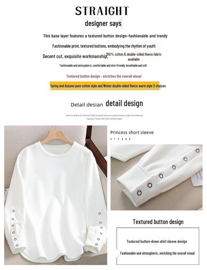 2024 Women's Oversized Long-Sleeve Cotton T-Shirt - Korean Style Round Neck Autumn Tee