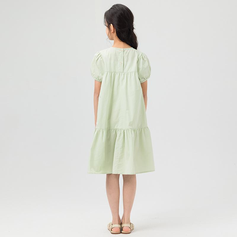 Vestido de Algodón Puro de Moda para Niñas - Vestido de Princesa Verde Claro de Verano para Niños