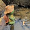 Turtle Decoration For Yard Outdoor Garden Decor 9.7 Inch Tall Fishing Turtle Statue For Koi Pond, Waterfalls Or Ornaments