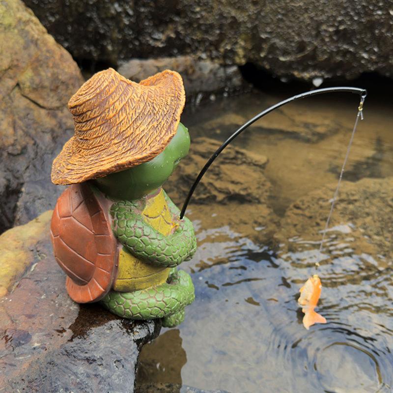 

Украшение в виде черепахи для двора, декор для сада на открытом воздухе, 9,7-дюймовая статуя черепахи-рыболова для пруда с кои, водопадов или украшений United States